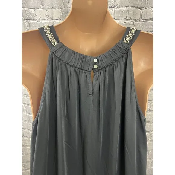 J. Jill NWT 2X Black Halter Dress Beaded Strap Sleeveless Shift Knee Length - Picture 5 of 10
